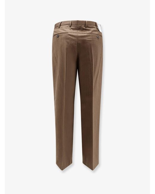 PT Torino Brown Dandy Deluxe Virgin Wool Trousers for men