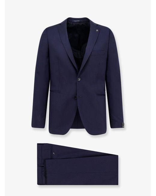 Tagliatore Blue Single-Breasted Virgin Wool Suit for men