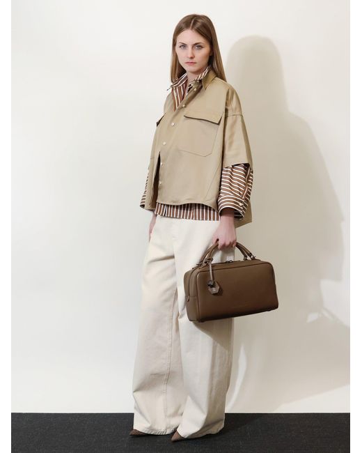 Brunello Cucinelli Brown Boston Explorer Leather Crossbody Bag
