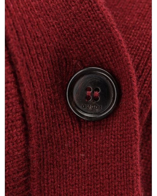 Gucci Red Wool And Cashmere Cardigan