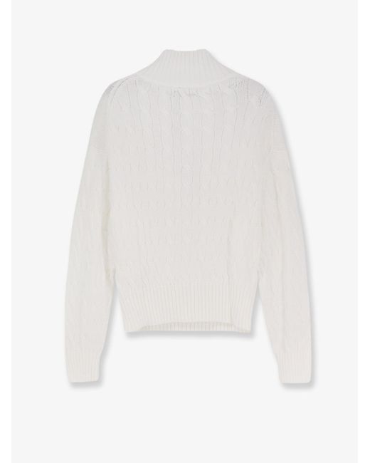 Polo Ralph Lauren White Cotton Sweater With Embroidered Logo