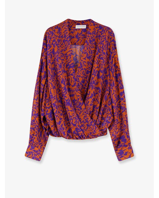 Dries Van Noten Red Camiel Cotton Shirt With Print
