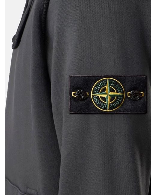 Stone Island Black Cotton Sweatshirt With Side Logo Patch for men