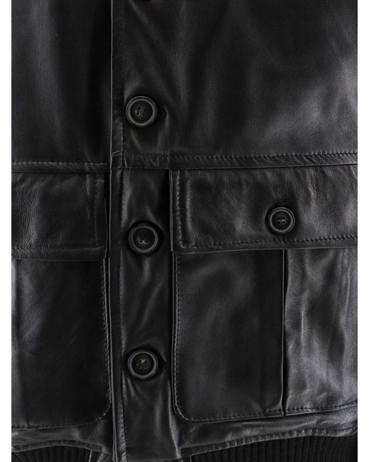 DFOUR® Black Leather Jacket for men
