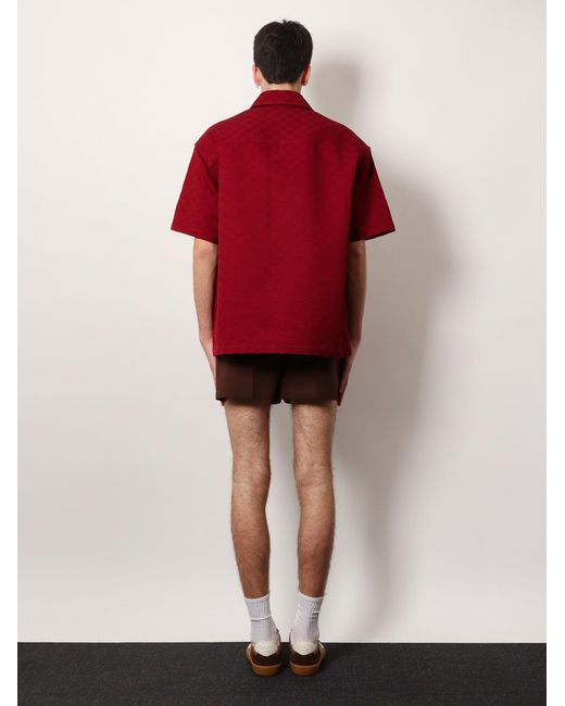 Gucci Red Gg Jacquard Oversize Cotton Shirt for men