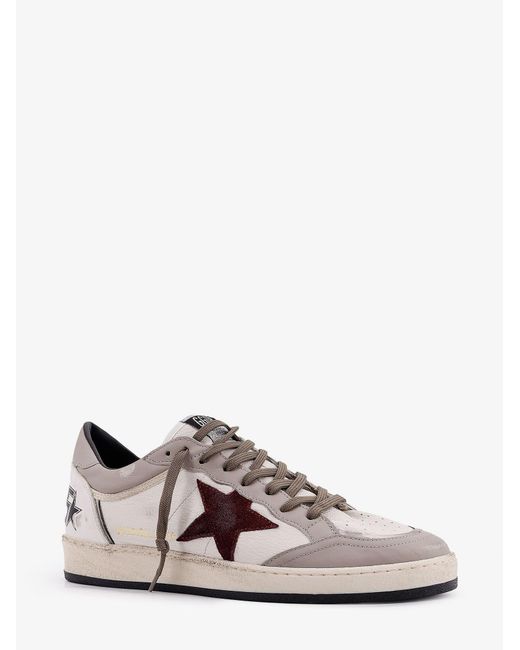 Golden Goose Deluxe Brand Gray Ballstar Leather Sneakers With Suede Inserts for men