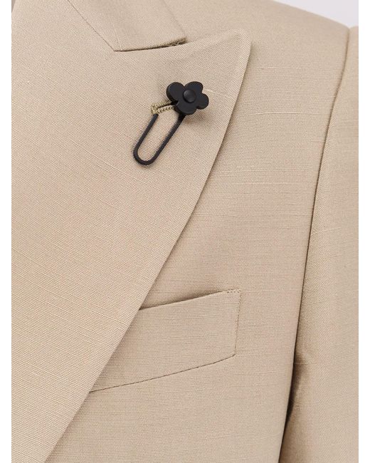 Lardini Natural Single-Breasted Viscose And Silk Blazer for men