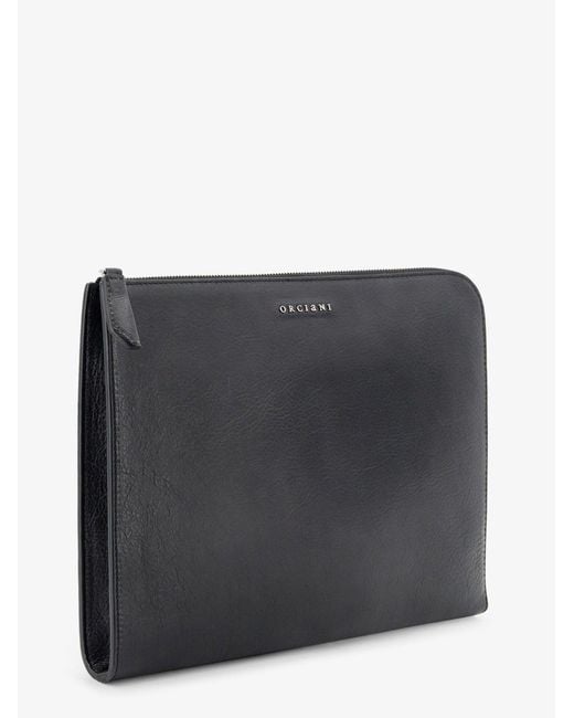 Orciani Black Lagoon Leather Briefcase for men