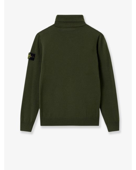 Stone Island Green Certified Virgin Wool Turtleneck Sweater for men