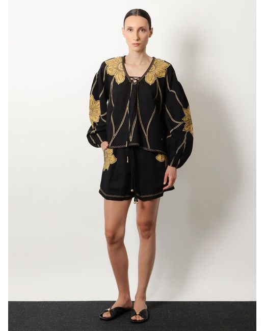 Scarlett Poppies Black Vedansh Cotton Shirt
