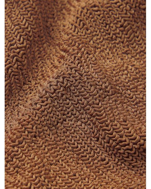 Hunza G Brown Crinkle Fabric One-Piece Swimsuit