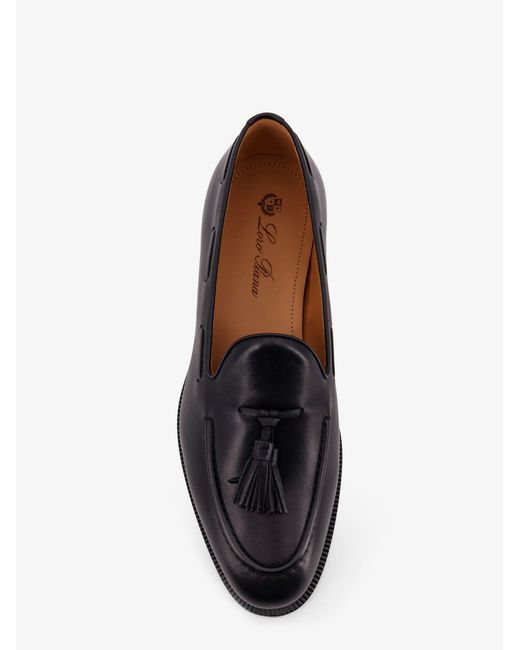 Loro Piana Black Serge Tassel Leather Loafers for men