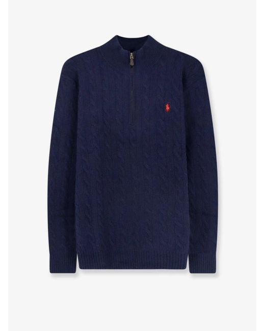 Polo Ralph Lauren Blue Wool And Cashmere Cable Knit Sweater for men