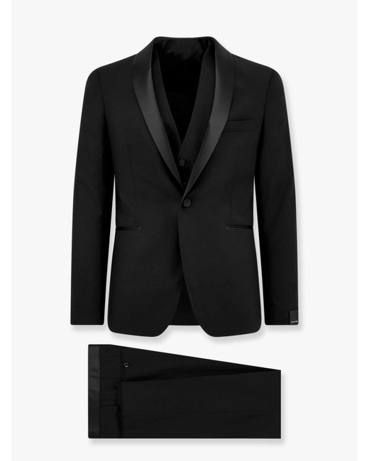 Tagliatore Black Virgin Wool Tuxedo With Vest for men