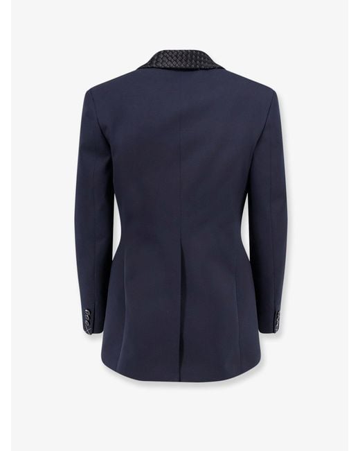 Bottega Veneta Blue Wool Blazer With Intrecciato Detail