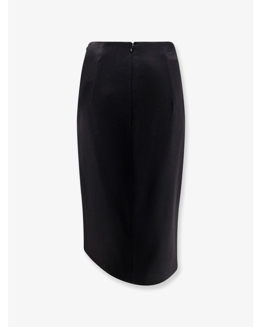 Elisabetta Franchi Black Asymmetrical Viscose And Wool Skirt