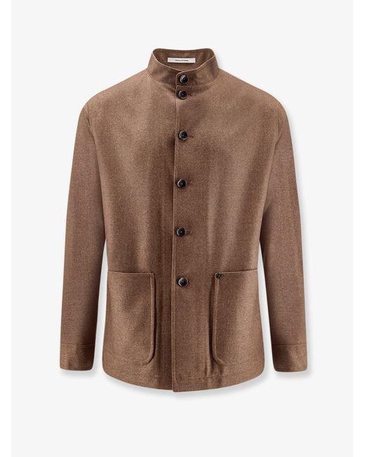 Tagliatore Brown Single-Breasted Loro Piana Fabric Blazer for men