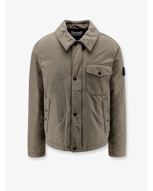 Stone Island Green Micro Reps Padded Nylon Jacket for men