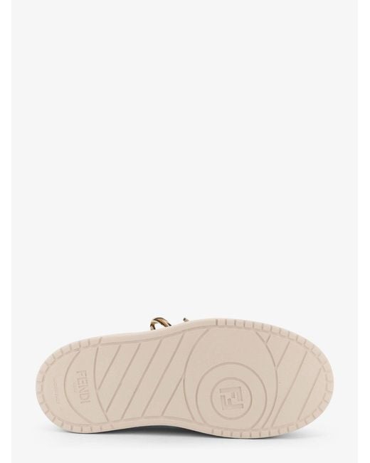 Match Leather Platform Sneakers With Charms-Donna di Fendi in Natural