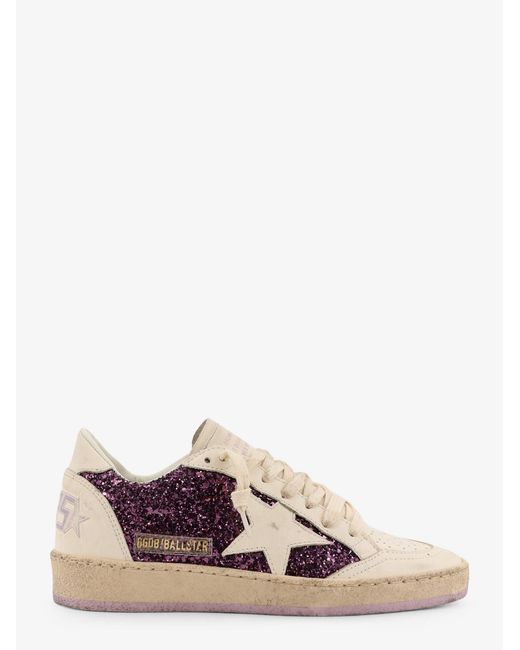 Golden Goose Deluxe Brand Pink Ball Star Leather Sneakers With Glittered Insert