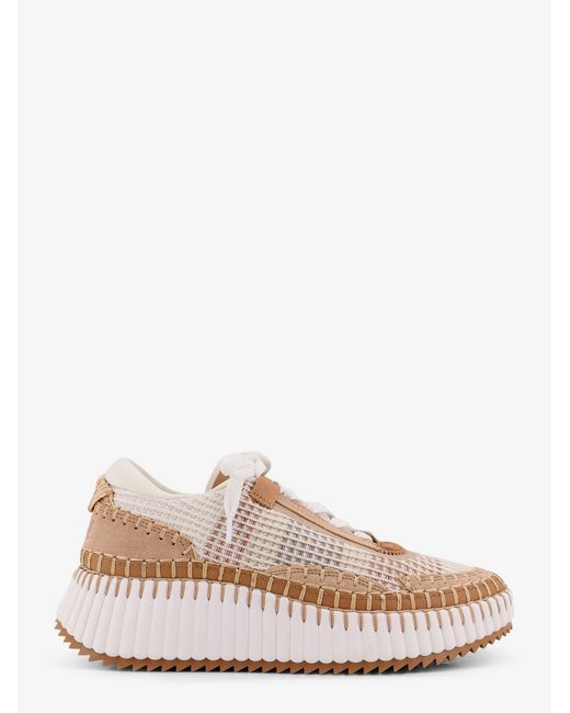 Mesh Nama Low-Top Sneakers With Suede Inserts-Donna di Chloé in Pink