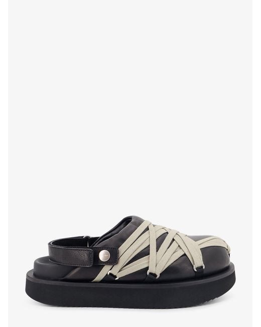 Rick Owens White Padded Megalace Platform Leather Sandals