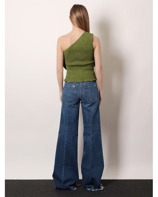 Farm Rio Green Linen And Viscose Top
