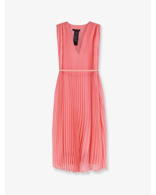 Max Mara Pink Mxecapsula Long Dress With Belt