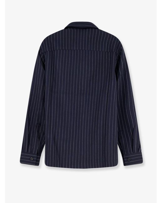 Y-81 Blue Virgin Wool Shirt With Pinstripe Pattern for men