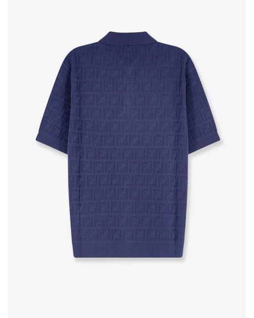 Fendi Blue Ff Cotton Polo Shirt for men
