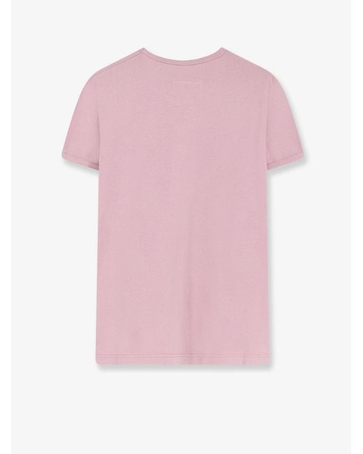 MM6 by Maison Margiela Pink Cotton T-Shirt With Print