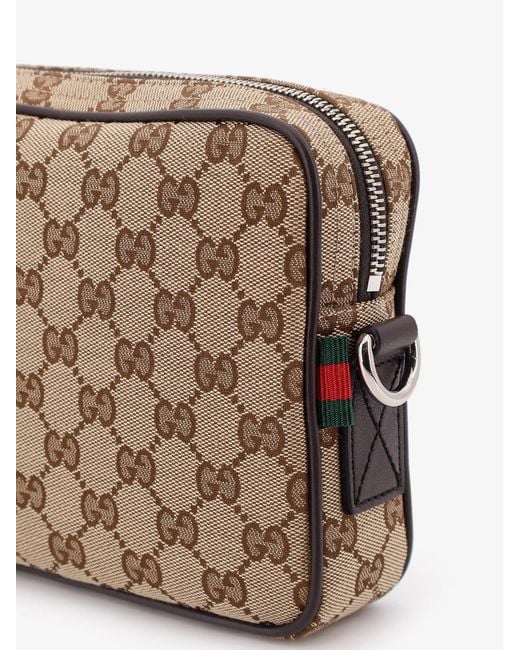 Gucci Brown Gg Supreme Fabric Shoulder Bag With Leather Inserts for men