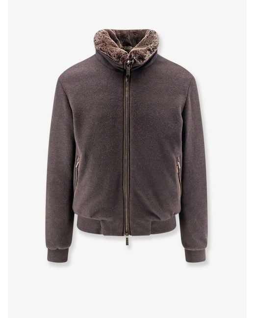 Moorer Gray Bellati-Mrw Wool And Cashmere Jacket With Fur Detail for men