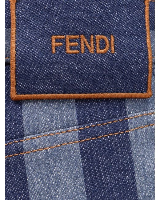 Fendi Blue Cotton Jeans With Pequin Stripes