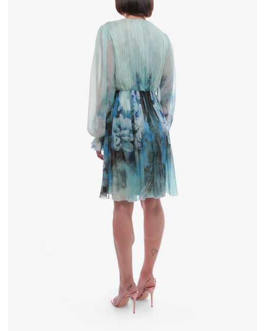 Alberta Ferretti Blue Long Sleeves Silk Closure With Zip Dresses