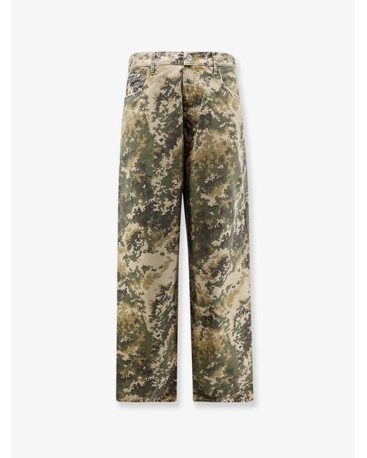 NUMERI 123456789 Green Cotton Jeans With Camouflage Pattern for men