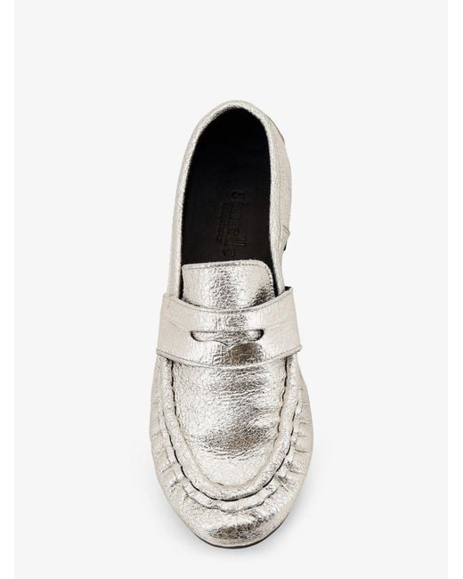 Semelle White Laminated Leather Loafers
