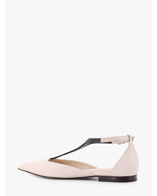 Brunello Cucinelli Natural Embellished Pointed Toe Sandals