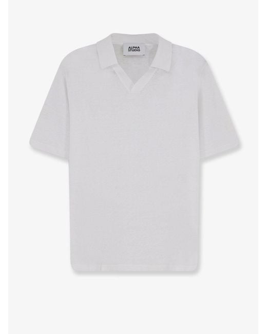 Alpha Studio White Cotton Polo Shirt for men
