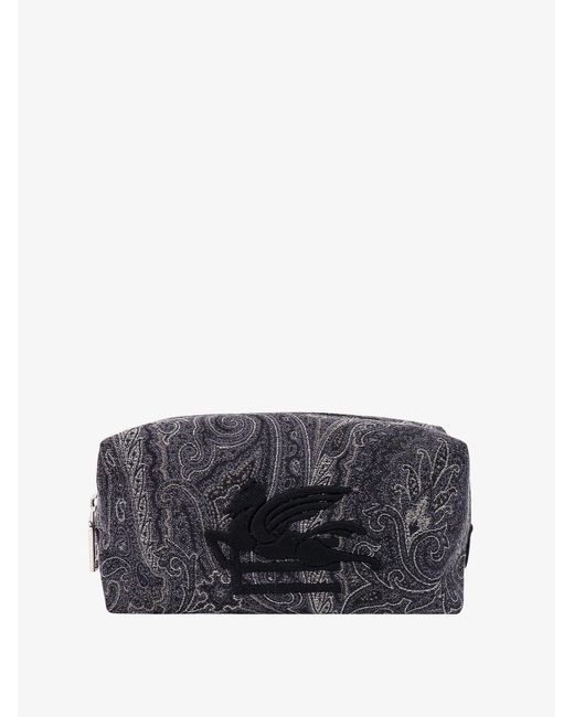 Coated Canvas Beauty Case With Paisley Motif-Uomo di Etro in Gray da Uomo