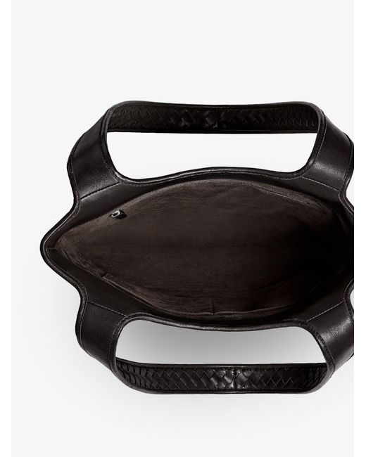 Bottega Veneta Black Veneto Leather Shoulder Bag With Intrecciato Motif for men