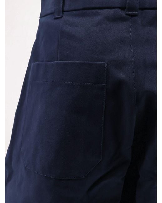 Studio Nicholson Blue High Waist Cotton Trousers for men