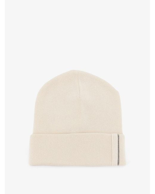 Brunello Cucinelli Natural Cashmere Hat With Monili Detail