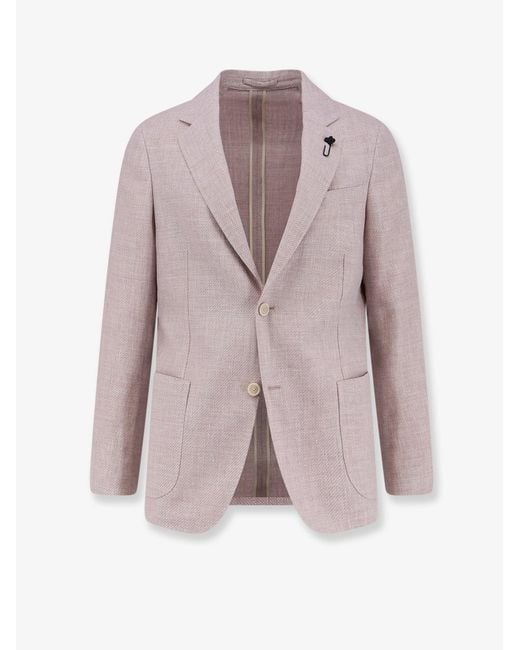 Lardini Pink Roma Pure Virgin Wool And Linen Blazer for men