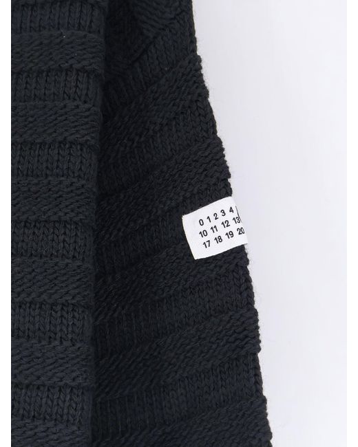 MM6 by Maison Margiela Blue Destroyed Effect Wool Blend Sweater