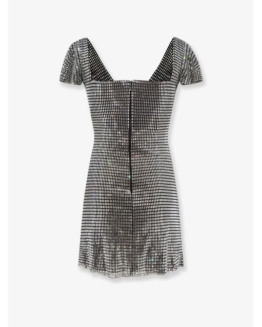 Self-Portrait Gray Short Tulle Dress With Rhinestones