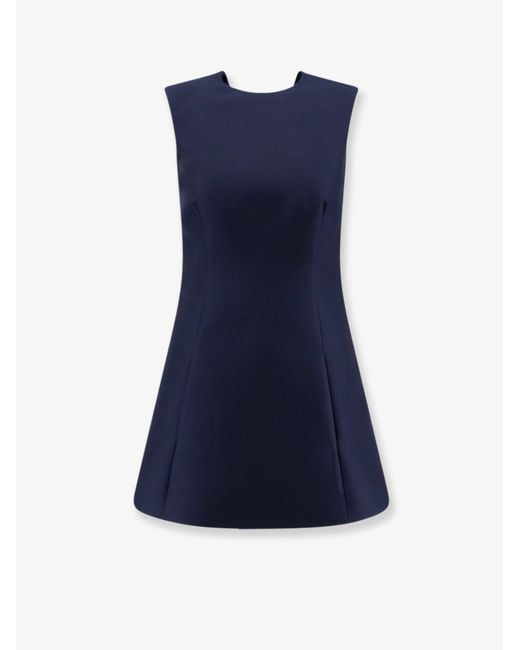 Balenciaga Blue A-Line Merino Wool And Silk Blend Short Dress
