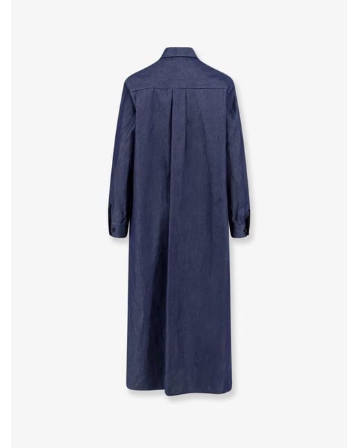 Hevò Blue Arigliano Cotton Chemisier Dress
