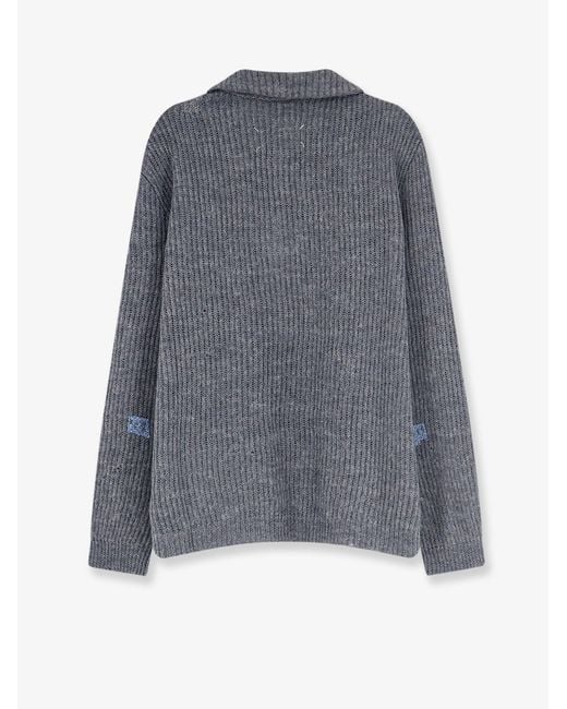 Maison Margiela Gray Ribbed Linen And Wool Blend Sweater for men
