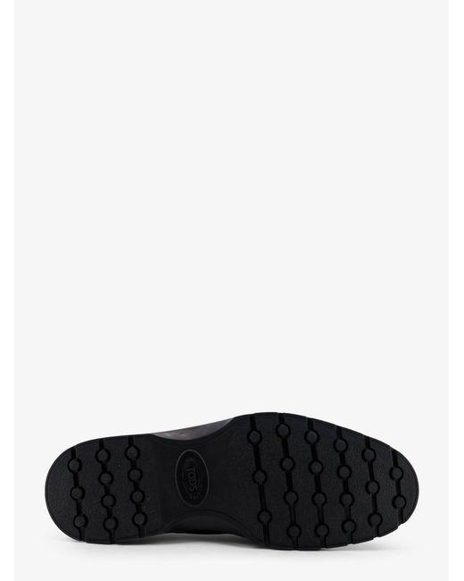 Tod's Black Leather Loafers With Metal Logo for men